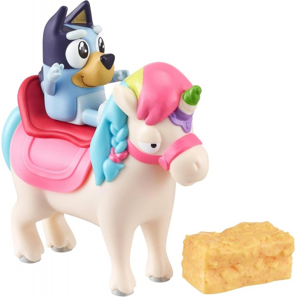 Giochi Preziosi BLY12200 Bluey Figure and Horse, 멀티컬러, 액세서리로 안장과 스툴 포함, 3세 이상 어린이용