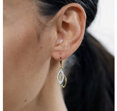 Trendor 귀걸이 골드 925 실버 큐빅 지르코니아 귀걸이 여성용 우아한 귀걸이 지르코니아 골드 도금 실버 귀걸이 그레이트 선물 아이디어 39012, 스털링 실버, 큐빅 지르코