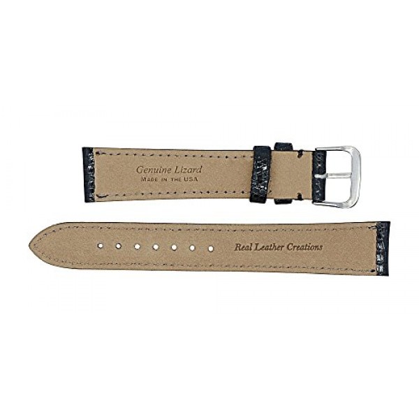 미국산 - 짧은 길이, 일반 길이 또는 긴 길이의 정품 도마뱀 시계 스트랩 밴드(금색 및 은색 버클 포함) - 공장 직접 16mm 17mm 18mm 19mm 20mm 22mm 24mm