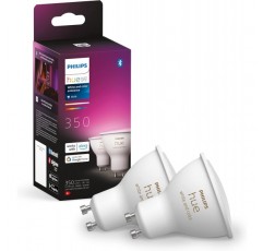 Philips Hue White & Color Ambiance GU10 LED 램프 더블 팩 & White GU10 램프 더블 팩 2x400lm, 밝기 조절 가능, 따뜻한 백색광, 앱을 통해 제어 가능, Amazon Alexa(Echo, Echo Dot)와 호환 가능