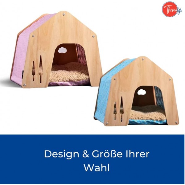 thematys dog house 반려동물을 위한 수면 공간 목재 패브릭 지붕이 있는 견고한 개집(M(45 x 50cm), 스타일 1) M(45 x 50cm) 스타일 1