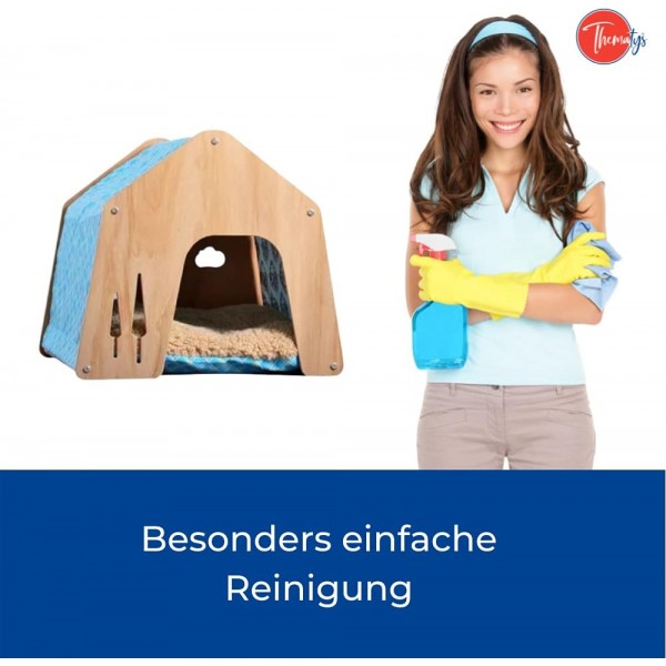 thematys dog house 반려동물을 위한 수면 공간 목재 패브릭 지붕이 있는 견고한 개집(M(45 x 50cm), 스타일 1) M(45 x 50cm) 스타일 1