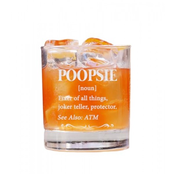 Poopsie 정의 위스키 잔 - Poopsie 위스키 잔 - 아버지의 날 선물 - 남편을 위한 위스키 선물 - 임신 공개 선물 - Poopsie를 위한 생일 선물 - 남편을 위한 선물