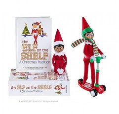 Elf On The Shelf Scout Girl (Brown Eyed Girl) with Elves at Play Stand-N-Scoot