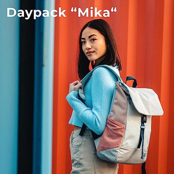 남성용 및 여성용 Johnny Urban Mika 백팩, 대학, 학교, 직장, 데이팩을 위한 보호된 노트북 수납 공간을 갖춘 현대적인 백팩 메쉬 패딩이 포함된 재활용 PET로 제작, 발수, 