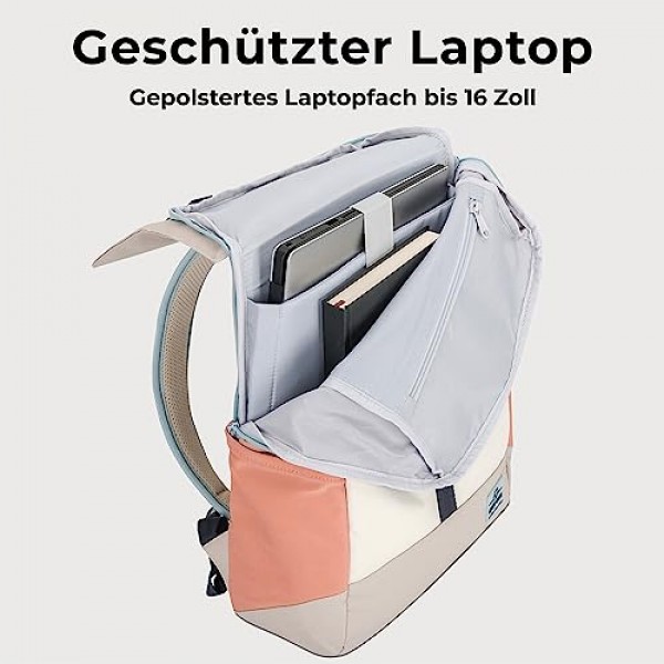 남성용 및 여성용 Johnny Urban Mika 백팩, 대학, 학교, 직장, 데이팩을 위한 보호된 노트북 수납 공간을 갖춘 현대적인 백팩 메쉬 패딩이 포함된 재활용 PET로 제작, 발수, 