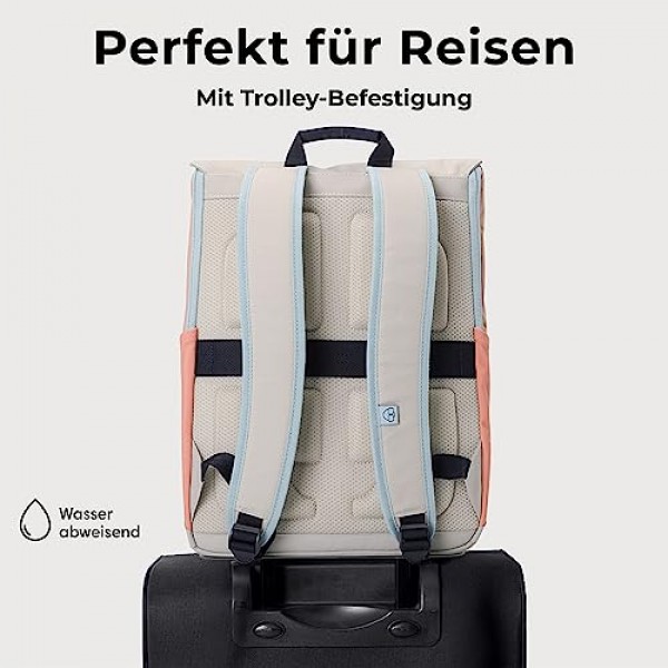 남성용 및 여성용 Johnny Urban Mika 백팩, 대학, 학교, 직장, 데이팩을 위한 보호된 노트북 수납 공간을 갖춘 현대적인 백팩 메쉬 패딩이 포함된 재활용 PET로 제작, 발수, 