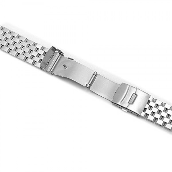 브러시드 스테인레스 스틸 시계 밴드 스트랩 18mm/20mm/22mm/24mm/26mm 남성 여성용 이중 잠금 장치 배치 걸쇠가 있는 금속 교체 팔찌 블랙/실버/투톤 IP 블랙