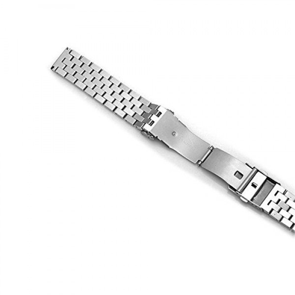 브러시드 스테인레스 스틸 시계 밴드 스트랩 18mm/20mm/22mm/24mm/26mm 남성 여성용 이중 잠금 장치 배치 걸쇠가 있는 금속 교체 팔찌 블랙/실버/투톤 IP 블랙