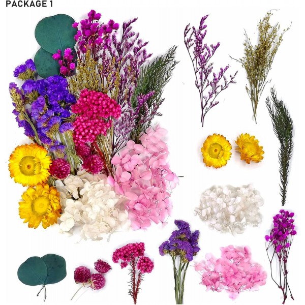 Vegena 자연 말린 꽃-3 상자 말린 꽃 누르면 꽃 DIY 자연 말린 꽃 세트 예술 공예에 대 한 혼합 말린 잎 DIY 수 지 양초 Scrapbooking