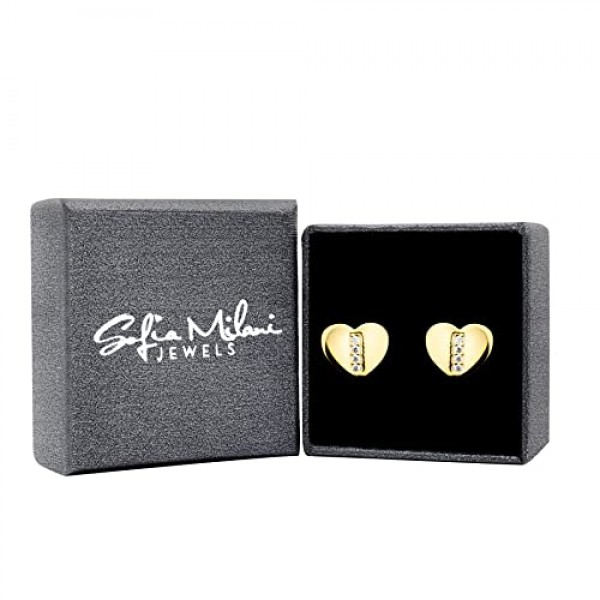 SOFIA MILANI - 여성용 925 실버 귀걸이 - 지르코니아 스톤 포함 - 하트 귀걸이