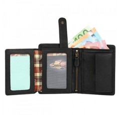 Hill Burry 남성용 지갑 정품 가죽 RFID 보호, 블랙, 빈티지