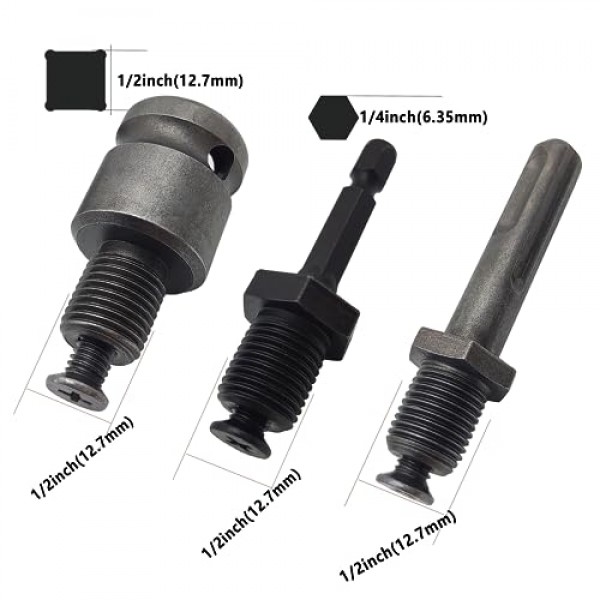 1.5-13mm 열쇠가 없는 드릴 척 금속 헤비듀티 1/2''-20UNF, SDS-Plus 생크 포함 1/4 육각 생크 1/2'' 임팩트 드라이버, 전기 드릴, 해머 드릴용 소켓 사각 렌치 어댑터