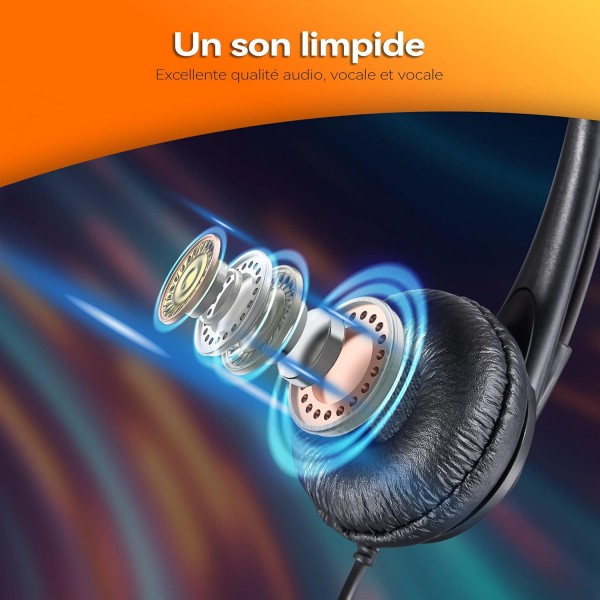 소음 제거 마이크가있는 Voistek 전화 헤드셋 RJ9 전화 헤드셋 호환 IP-CIS 7902 7905 7905G 7906G 7910 사무실 유선 헤드폰 내구성 311-RJ4