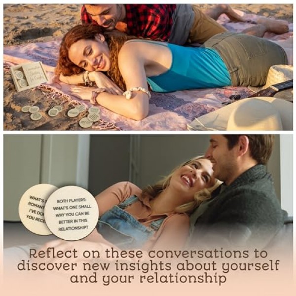 WOODAMORE 80 커플을 위한 대화 카드 - 커플 카드 게임, 깊은 관계 카드 게임, 커플 선물을 위한 시작 질문, 커플 친밀감 구축을 위한 나무 데이트 밤 게임