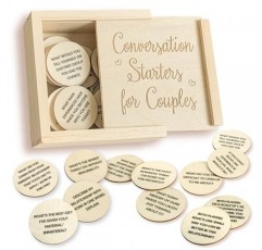 WOODAMORE 80 커플을 위한 대화 카드 - 커플 카드 게임, 깊은 관계 카드 게임, 커플 선물을 위한 시작 질문, 커플 친밀감 구축을 위한 나무 데이트 밤 게임