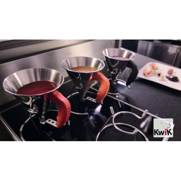 de Buyer KWIK 미니 피스톤 깔때기 - 0.8qt - 배터, 시럽 및 소스 분배용 스테인레스 스틸 주방 깔때기 - 누출 방지 디자인 - 식기 세척기 사용 가능 - 프랑스산