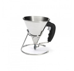 de Buyer KWIK 미니 피스톤 깔때기 - 0.8qt - 배터, 시럽 및 소스 분배용 스테인레스 스틸 주방 깔때기 - 누출 방지 디자인 - 식기 세척기 사용 가능 - 프랑스산