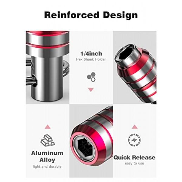 비트 홀더, 임팩트 드라이버용 1/4인치 드릴 비트 홀더 키체인 빠른 변경 자기 스크루드라이버 비트 홀더-10개를 잠금 해제하려면 뒤로 당겨