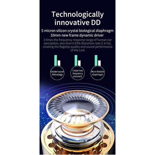 KINBOOFI KBEAR Lark 인이어 모니터 1BA 1DD 하이브리드 밸런스 전기자 HiFi 헤드셋 금속 및 PC 케이스가 있는 유선 헤드폰 0.78mm 2핀 분리형 케이블(마이크 포함 회색) 마이크 회