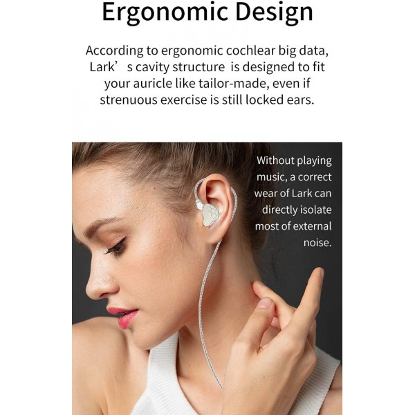 KINBOOFI KBEAR Lark 인이어 모니터 1BA 1DD 하이브리드 밸런스 전기자 HiFi 헤드셋 금속 및 PC 케이스가 있는 유선 헤드폰 0.78mm 2핀 분리형 케이블(마이크 포함 회색) 마이크 회