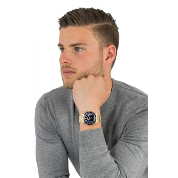 인빅타 남성용 8930OB 프로 다이버 아날로그 디스플레이 일본 오토매틱 골드 시계