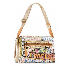 Desigual Maris 9019 여성용 가방 레터링 투티 프루티, 소재 마감, 소재 마감.