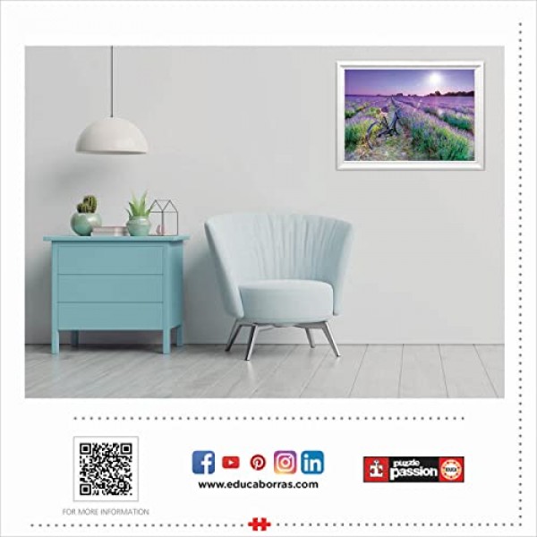 Educa - 라벤더 밭의 자전거 - 1000피스 직소 퍼즐 - 퍼즐 접착제 포함 - 완성된 이미지 크기 26.8 x 18.9 - 14세 이상(19255), 멀티컬러