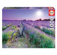 Educa - 라벤더 밭의 자전거 - 1000피스 직소 퍼즐 - 퍼즐 접착제 포함 - 완성된 이미지 크기 26.8 x 18.9 - 14세 이상(19255), 멀티컬러