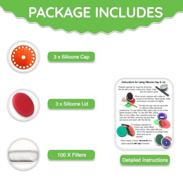 My-Cap 재사용 가능한 커피 캡슐 캡 및 뚜껑 세트 - Nespresso Vertuo 포드와 호환 가능 - 재사용 가능, 식품 등급 및 BPA 프리 커피 포드 캡 및 뚜껑 - Nespresso Vertuo 캡슐 재사용 