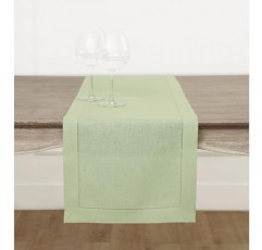 Solino 홈 세이지 그린 린넨 테이블 러너 길이 108인치 – 100% 순수 린넨 14 x 108인치 클래식 헴스티치 엑스트라 롱 테이블 러너 – 봄, 부활절, 여름을 위한 농가 식탁 러