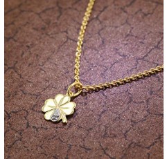 여성용 골드 도금 체인 목걸이에 다이아몬드 골드 333이 있는 Trendor 클로버 리프 펜던트, 이 목걸이는 훌륭한 선물 아이디어입니다 39480
