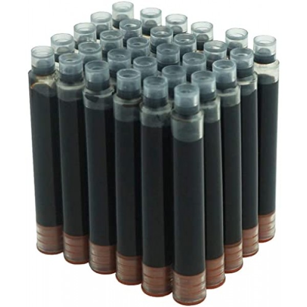 Asvine Hongdian 만년필 잉크 카트리지 브라운 컬러, 리필 잉크 카트리지 30개 세트, 보어 직경 3.4mm