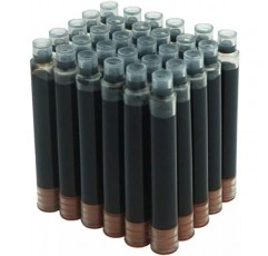 Asvine Hongdian 만년필 잉크 카트리지 브라운 컬러, 리필 잉크 카트리지 30개 세트, 보어 직경 3.4mm