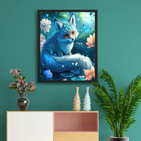 Hjjdiyes 다이아몬드 페인팅 성인 동물 여우 - 5D 다이아몬드 페인팅 XXL 40X50CM - Aapxi 다이아몬드 페인팅 여우 어린이 소녀 - 다이아몬드 페인팅 대형 동물(40x50cm)