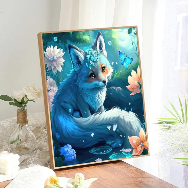 Hjjdiyes 다이아몬드 페인팅 성인 동물 여우 - 5D 다이아몬드 페인팅 XXL 40X50CM - Aapxi 다이아몬드 페인팅 여우 어린이 소녀 - 다이아몬드 페인팅 대형 동물(40x50cm)