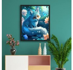 Hjjdiyes 다이아몬드 페인팅 성인 동물 여우 - 5D 다이아몬드 페인팅 XXL 40X50CM - Aapxi 다이아몬드 페인팅 여우 어린이 소녀 - 다이아몬드 페인팅 대형 동물(40x50cm)