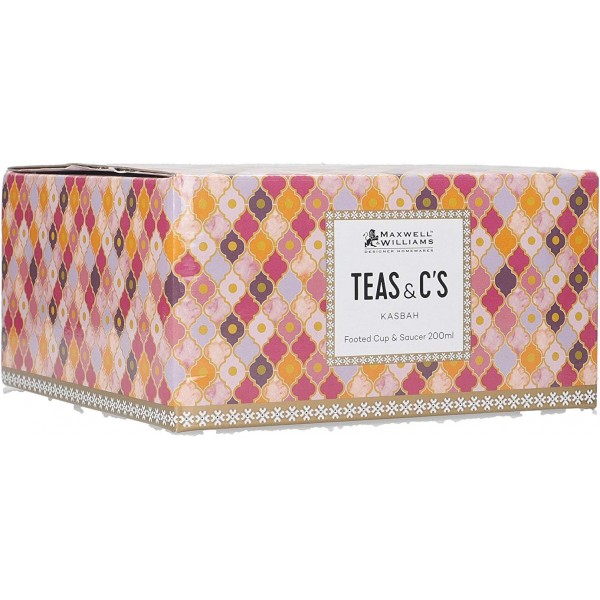 Maxwell & Williams HV0118 Teas & C's Kasbah Tea Cup and Saucer Set in Gift Box, Porcelain, Rose, 200ml Rose Single