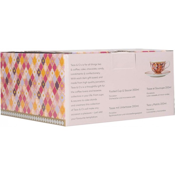 Maxwell & Williams HV0118 Teas & C's Kasbah Tea Cup and Saucer Set in Gift Box, Porcelain, Rose, 200ml Rose Single