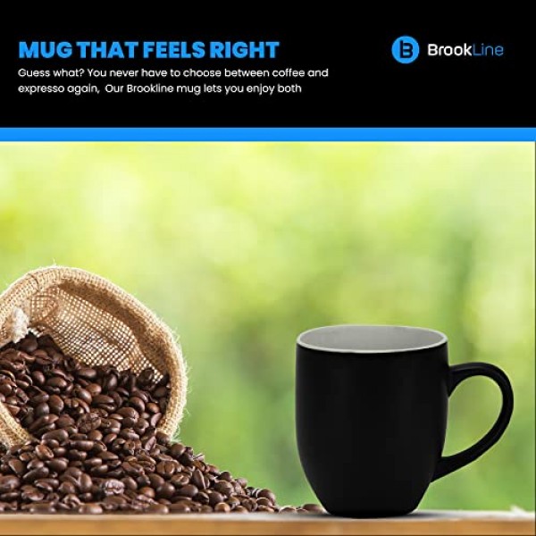 브루클린 세라믹 커피 머그 16OZ - 손잡이가 있는 차 머그, 에스프레소 컵 - 캠핑, 여행 및 사무실을 위한 탁월한 선택 - 훌륭한 선물 아이디어(블랙 화이트, 4개 세트)