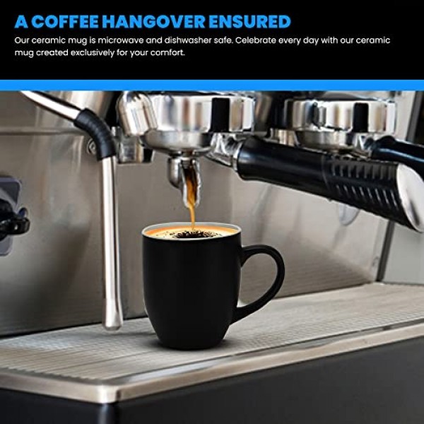 브루클린 세라믹 커피 머그 16OZ - 손잡이가 있는 차 머그, 에스프레소 컵 - 캠핑, 여행 및 사무실을 위한 탁월한 선택 - 훌륭한 선물 아이디어(블랙 화이트, 4개 세트)