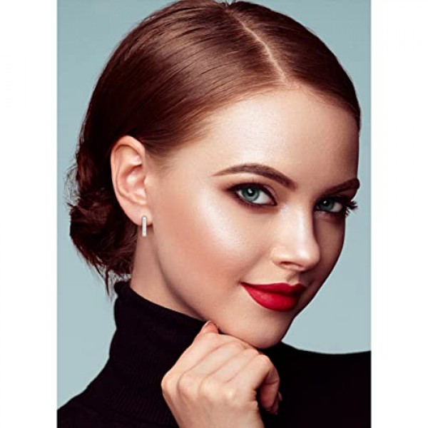 Miore 귀걸이 여성용 0.11캐럿 다이아몬드 라운드 후프 귀걸이 16개 다이아몬드가 세팅된 화이트 골드 9캐럿 / 375금 브릴리언트, 귀걸이