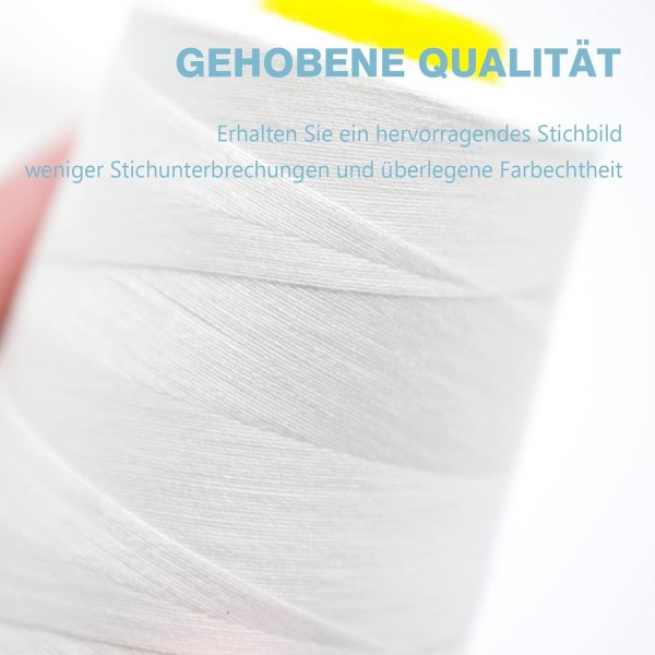 재봉사 오버록 실 100% 폴리에스터 흰색 재봉사 세트 재봉사 실 재봉틀 4호용 재봉사 찢어지지 않는 재봉틀 실 재봉실 오버록 실 40/2 각 2745m, 총 11000m