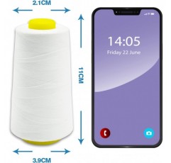 재봉사 오버록 실 100% 폴리에스터 흰색 재봉사 세트 재봉사 실 재봉틀 4호용 재봉사 찢어지지 않는 재봉틀 실 재봉실 오버록 실 40/2 각 2745m, 총 11000m