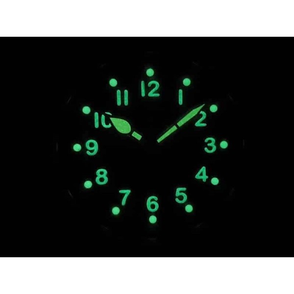 A-11 서비스 시계 남성용 38mm 밀리터리 오토매틱 시계(블랙 다이얼 및 브라운 나일론 스트랩)