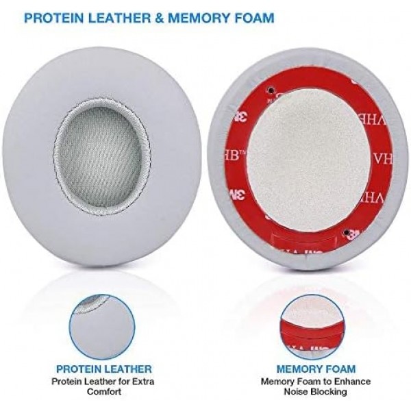 - Beats by Dr.와 호환되는 프로틴 PU 가죽으로 제작된 이어 패드 Dre Solo 2.0 Solo3 무선 온이어 헤드폰(화이트) 화이트