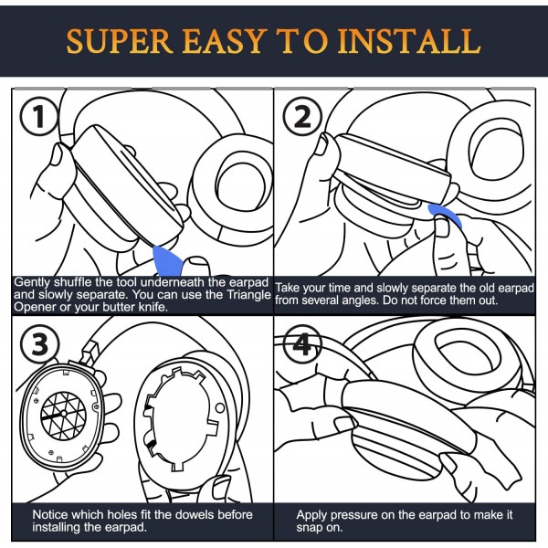SOULWIT JBL Tune 700(700BT) / 710(710BT) / 750(750BT, 750BTNC) / 760(760NC) 헤드폰 교체용 패드(부드러운 단백질 가죽 소음 차단 폼 포함)용 교체용 이어 패드
