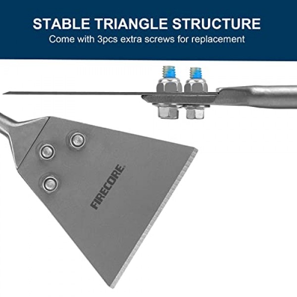예비 볼트 및 잠금 너트가 포함된 Firecore SDS Plus 바닥 스크레이퍼, 5인치 x 11인치 타일 제거 치즐 도구 회전식 해머 드릴용 긴 핸들 헤비 듀티, 얇은 스크레이퍼 접착제 