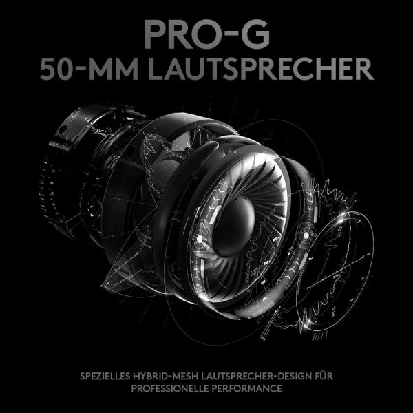 Logitech G PRO 게임용 헤드셋, PRO-G 50mm 스피커가 장착된 오버이어 헤드폰, 알루미늄, 강철 및 메모리 폼, 편안하고 내구성이 뛰어난, Esport 게임용, PC/PS/Xbox/Nintendo 스위치 -