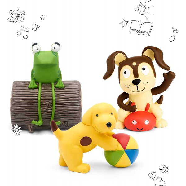 tonies toniebox 프리스쿨 스타터 세트 번들에는 창의적인 노래 1곡, 놀이 및 액션 노래 3곡, fun with spot, oi frog, 어린이용 오디오 북 및 음악 플레이어 스피커, 화면이 없는 